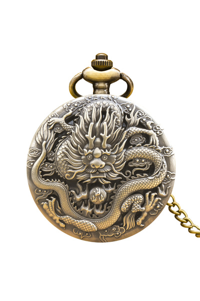 Choice ساعة جيب برونزية عتيقة من البرونز بتصميم Steampunk على شكل تنين شرقي م...