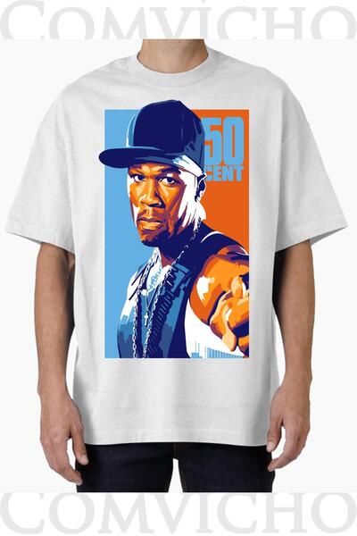 COMVİCHO تي شيرت مطبوع بتصميم 50 سنت v2 للجنسين