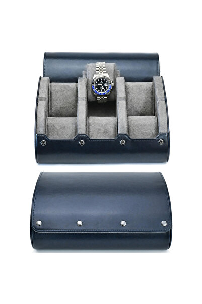 Choice 6 Slot Blue Gray Watch Case Travel Organizer - Watch Roll Case - 3/6 Watch Case Display Storage - Wa