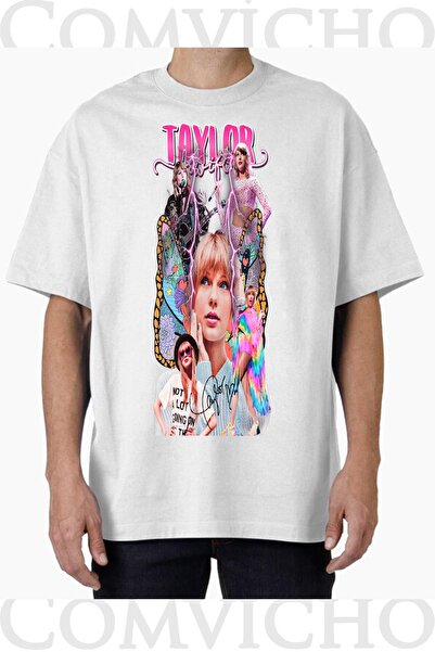 COMVİCHO تي شيرت مطبوع بتصميم تايلور سويفت V2 للجنسين