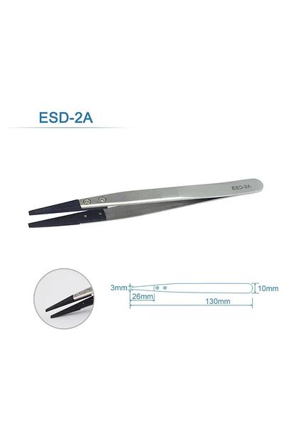 Choice ESD-2A 5PC Watch Hands Installation Work Tweezers Straight Elbow Handle Stainless Antistatic Plastic