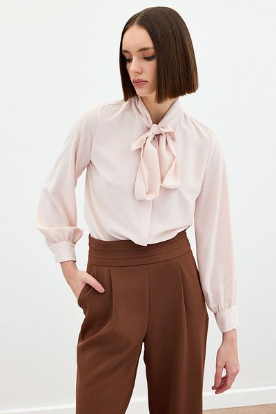 Sateen Cămașă simplă cu guler - pudră