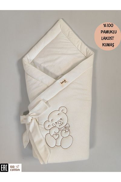 Bebella 100% Cotton Special Fabric Baby Swaddle Blanket – Embroidery Detailed, Hospital Release & Newborn