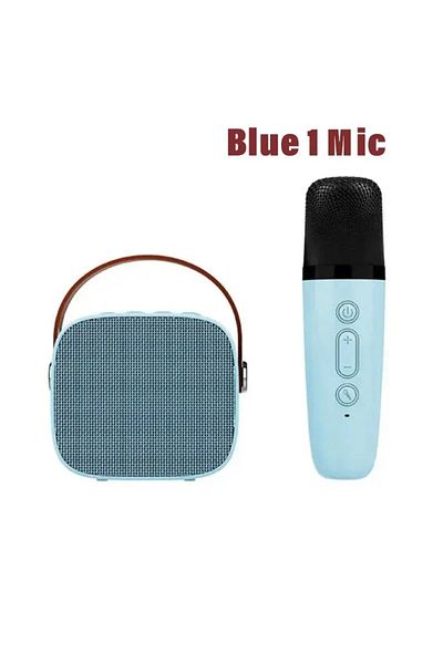 Vikefon blue 1 mic Wireless Dual Microphones Portable Karaoke Machine HomeKTV DSP System Bluetooth Speaker H