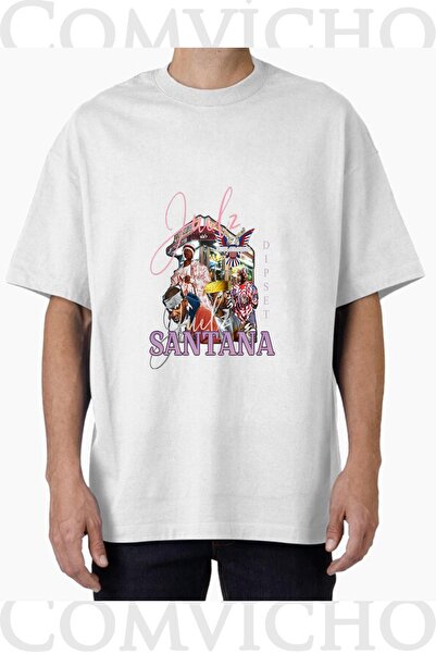 COMVİCHO تي شيرت مطبوع بتصميم سانتانا v1 للجنسين
