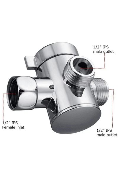BOEM Shower diverter, 3-way, chrome, 55x70x20mm