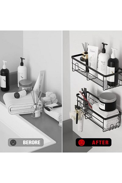Rainsworth Set of 2 Rainsworth bathroom shelves, metal, black, 31.5 cm