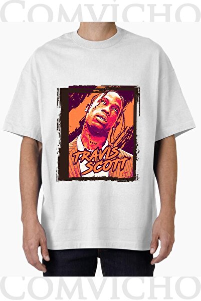 COMVİCHO تي شيرت مطبوع بتصميم ترافيس سكوت v1 للجنسين