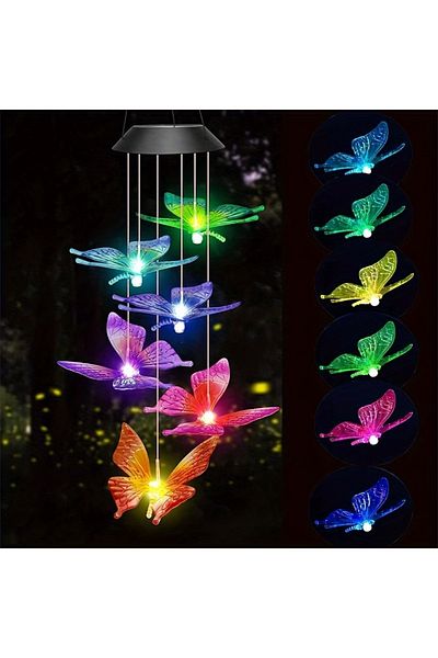 Choice colours 1PC Led Color Changing Butterfly Solar Wind Chimes Outdoor Waterproof Birthday Gifts For Gar