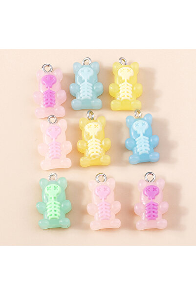 Choice الطراز 1378 10 قطع حلوى ملونة الدب قلادة سحر لقلادة سوار أقراط صنع الم...