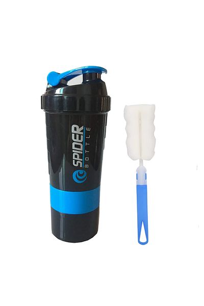 Choice 501-600ml Blue 2pcs 3 Layers Shaker Protein Bottle Powder Shake Cup Water Bottle Plastic Mixing Cup
