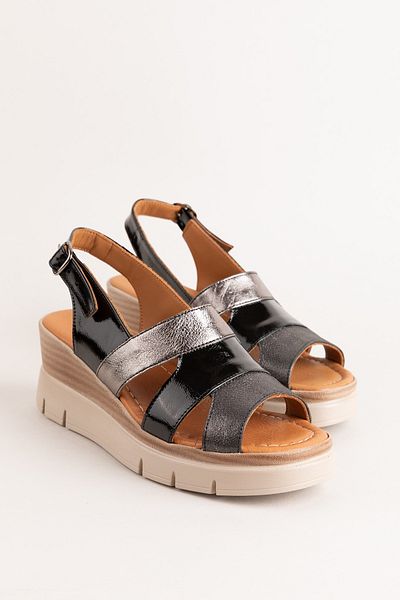 Gondol Genuine Leather Colorful Combination Wedge Heeled Sandals Mlk.5808