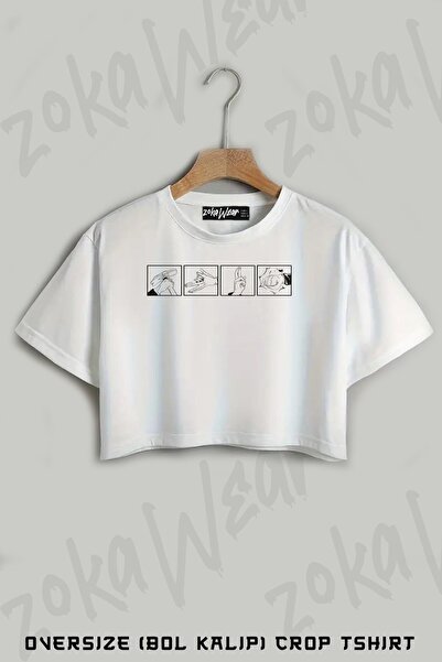 ZOKAWEAR Jujutsu Kaisen Gestovi Rukama Štampano Oversize kroj Skraćeni kroj T...