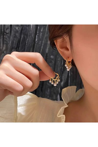 Choice WA0361-1 Cloud Imitation Pearl Huggies Hoop Earrings for Women Party Classic Ins Fashion Jewelry Min