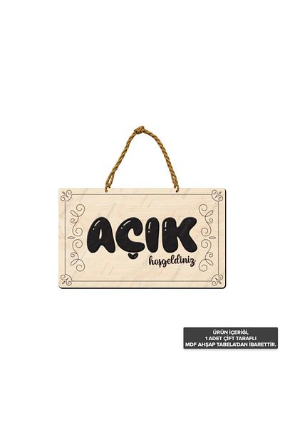 Posterya Akt01002 - Open Closed Double Sided Mdf Wooden Sign - Laser Cut Workplace Sign (25×15cm)