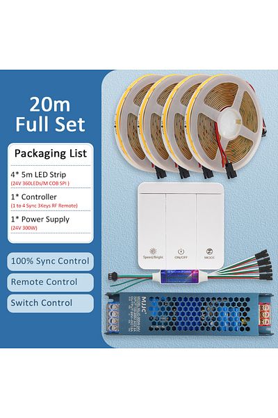 Choice Warm White 20M Full Set WS2811 Flowing Water Led Strip COB 24V 10M 15M 20M Warm Cool White Sequentia