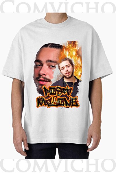 COMVİCHO تي شيرت مطبوع بتصميم Post Malone v10 للجنسين