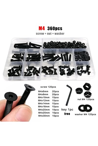 Choice4 M4 360 قطعة M2 M2.5 M3 M4 M5 M6 M8 أسود من الدرجة 10.9 فولاذ ألين سدا...