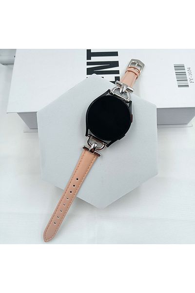 Choice 20mm Pink 20 22mm Metal+Leather Strap For Samsung Galaxy Watch4 5 6 Active2 bend for huawei watch GT