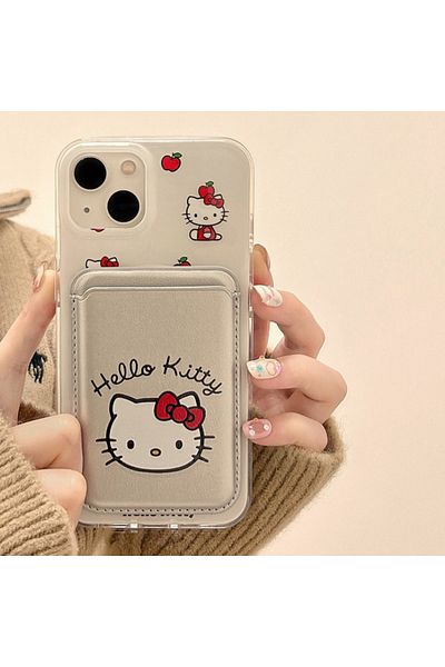 Miniso For iPhone 13 Pro With Card Pocket Cute Sanrio Hello Kitty Magnetic Card Wallet Holder Magsafe Wirel