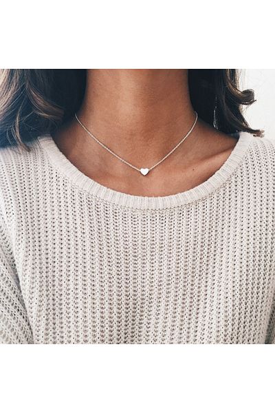 Choice Silver Simple Love Heart Necklace Elegant Party Jewelry Accessories For Women