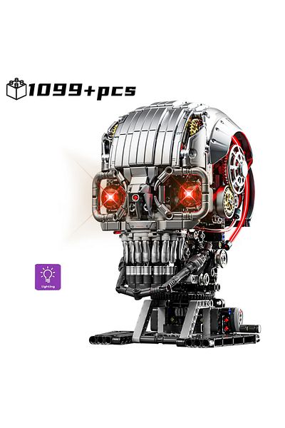 Choice 1099pcs 2025 New STEM Creative Dynamic Mechanical Skull Head Building Blocks Bone Desktop Ornament M
