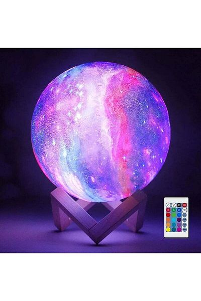 huitich 3D Galaxy Led Moon Light Lamp Rechargeable Remote Touch Tap Control 15cm 16 Colour