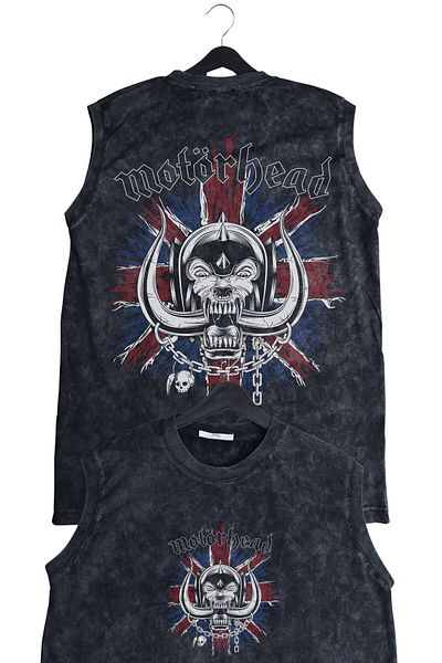 Fuddy Moda Unisex Rock Band Motörhead με στάμπα πλάτης που πλένεται αμάνικο ρετρό μπλουζάκι