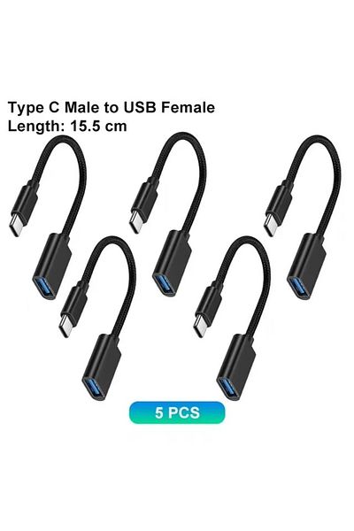 Choice 5 قطع محول من النوع C إلى USB 3.0 USB-C 3.1 ذكر OTG A أنثى موصل بيانات لجهاز MacBook Pro iPad Mini