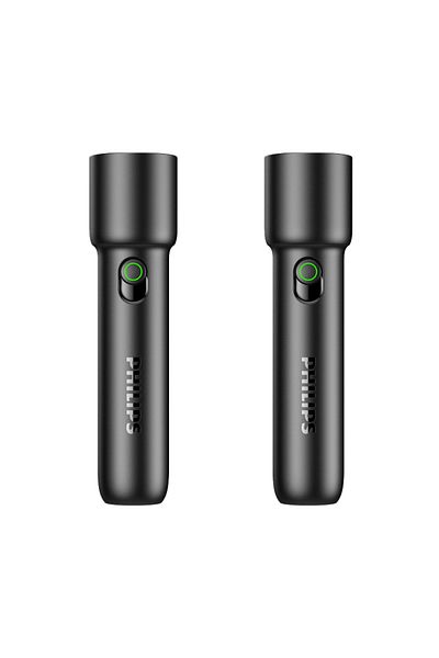 Philips 18650 Fixed Focus black 2-PCS Philips 2025 NEW 2-PCS EDC Portable Flashlight Rechargeable LED Flash