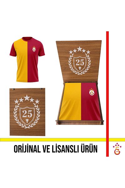 Galatasaray Licensed 5 Star Custom Adult T-Shirt Gift Championship Custom with Wooden Box