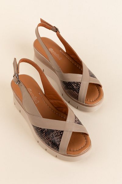 Gondol Genuine Leather Colorful Combination Wedge Heeled Sandals Mlk.5807