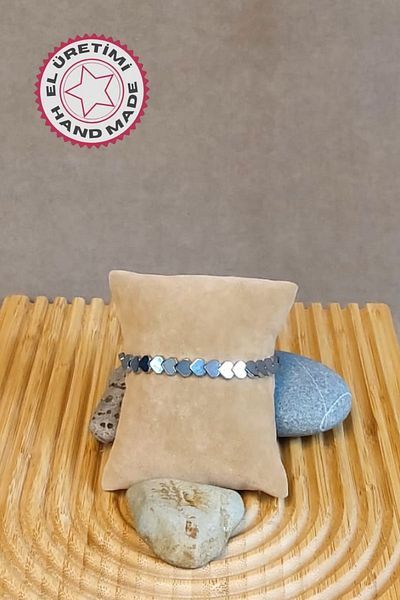 Uretti - Özlem 9422 2501 Heart Cut Hematite Natural Stone Men's Bracelet