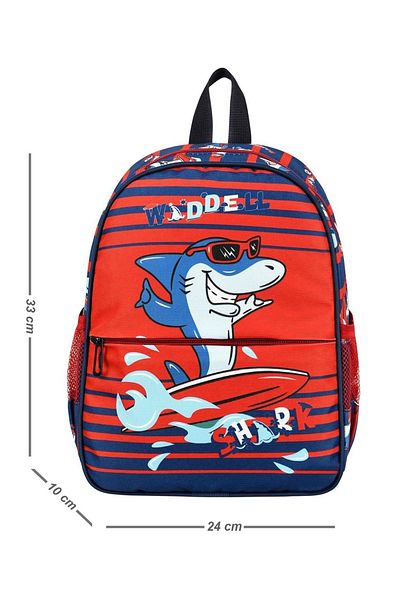 KAFF Red Shark Patterned Preschool Boy Kindergarten Backpack - 24114