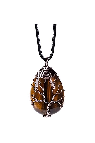 Choice Tiger Eye Handmade Natural Crystal Rose Quartz Tree Amethyst Pendant Jewelry Couple Decoration DIY G
