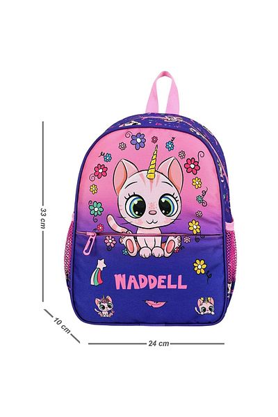 KAFF Purple Cat Patterned Preschool Girl Kindergarten Backpack - 24109