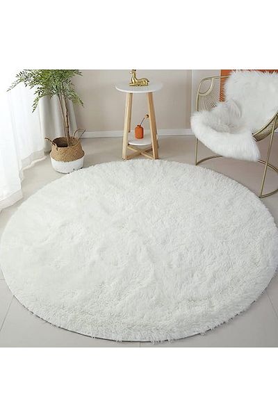 Choice 120cm diameter cream color 100/120/140/160 Round Rug Fluffy Soft Area Rugs for Kids Girls Room Princ