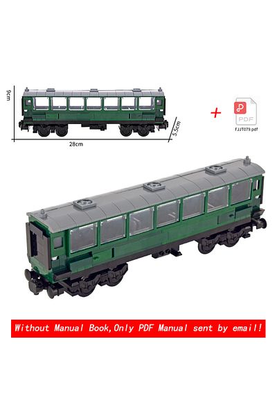 Choice Green Coach MOC City Creative Green Coach Passenger Train Express Rail Building Block Brick DIY Tech
