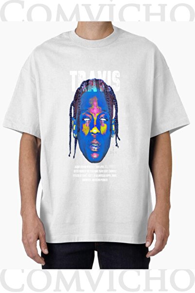COMVİCHO تي شيرت مطبوع بتصميم ترافيس v1 للجنسين