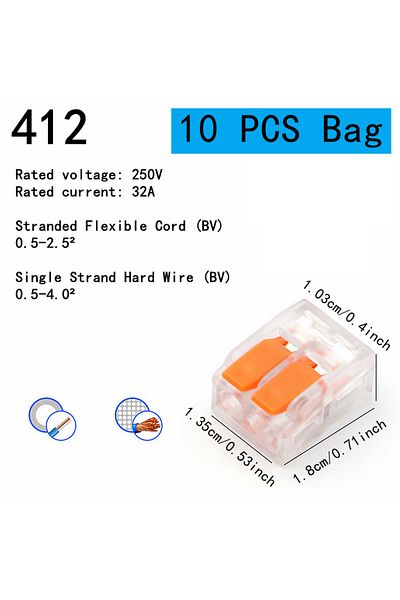 Choice1 10pcs-412-Bag 10-75 Pcs Orange Universal Type Quick Plug-in Terminals,Electrical Equipment Connector