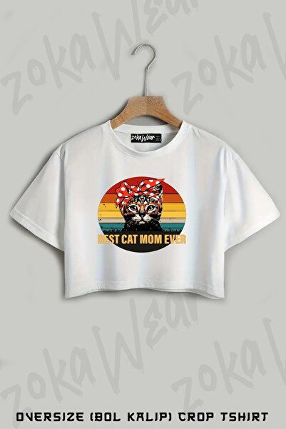 ZOKAWEAR Cel mai bun tricou oversize cu imprimeu Cat Mom Ever