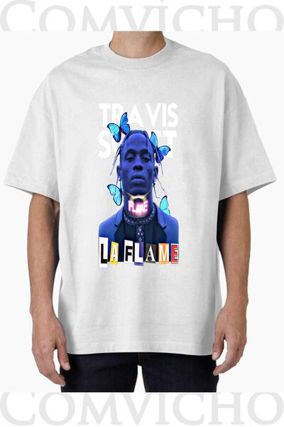 COMVİCHO تي شيرت مطبوع بتصميم ترافيس سكوت v14 للجنسين