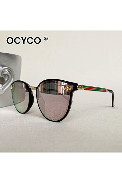 Choice نظارات شمسية دائرية وردية اللون بتصميم نحلة، نظارات شمسية متدرجة الألو...