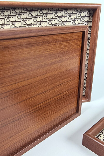 Binbirreyon Natural Bamboo Tray Set 3 Pieces Serving Tray 40X30Cm Ra233