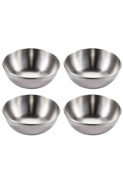 Choice 8X8X3CM silver-4pcs 2/4/6pcs Stainless Steel Small Sauce Dishes Seasoning Serving Tray Spice Plates