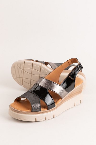 Gondol Genuine Leather Colorful Combination Wedge Heeled Sandals Mlk.5808