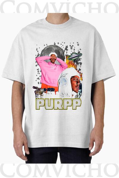 COMVİCHO تي شيرت مطبوع بتصميم Purpp v1 للجنسين