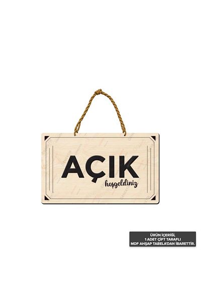 Posterya Akt01003 - Open Closed Double Sided Mdf Wooden Sign - Laser Cut Workplace Sign (25×15cm)
