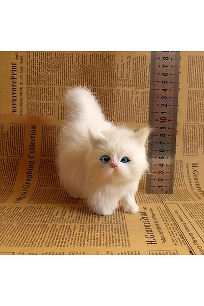 Choice White Simulation Cat Plush Toys Soft Stuffed Kitten Model Fake Cats Realist Animals for Kids Girls B