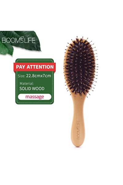 Choice فرشاة شعر خشبية ناعمة من شعيرات الخنزير، مشط خشبي للنساء لتدليك فروة ا...